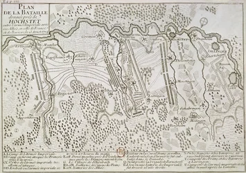 Plano de la Batalla de Blenheim entre el Ejército Imperial y el Ejército Franco-Bávaro, 13 de agosto de 1704